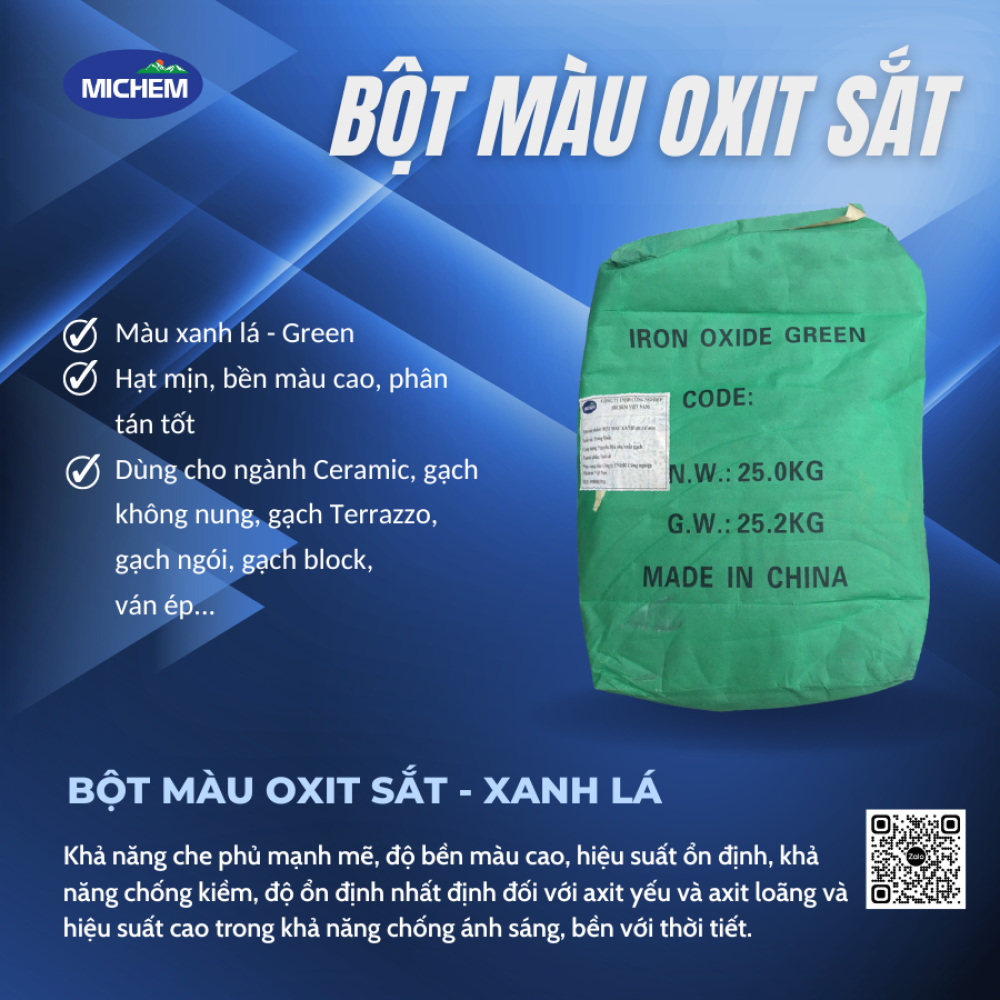 Bột màu Oxit sắt - Màu Xanh Lá